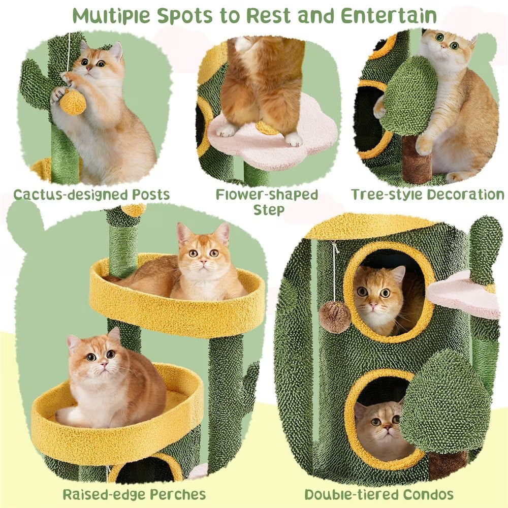 Oasis Cat Tree Tower with Scratching Posts & Cozy Condos