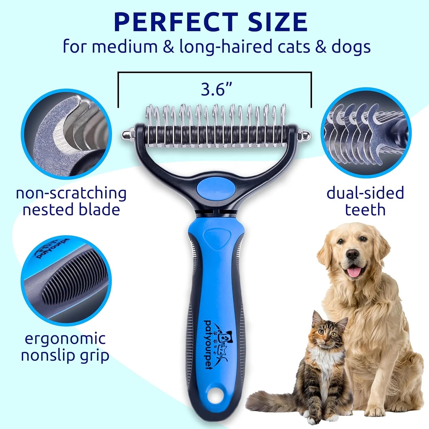 USPetShop Pet Hair Dematting Comb for Dogs & Cats