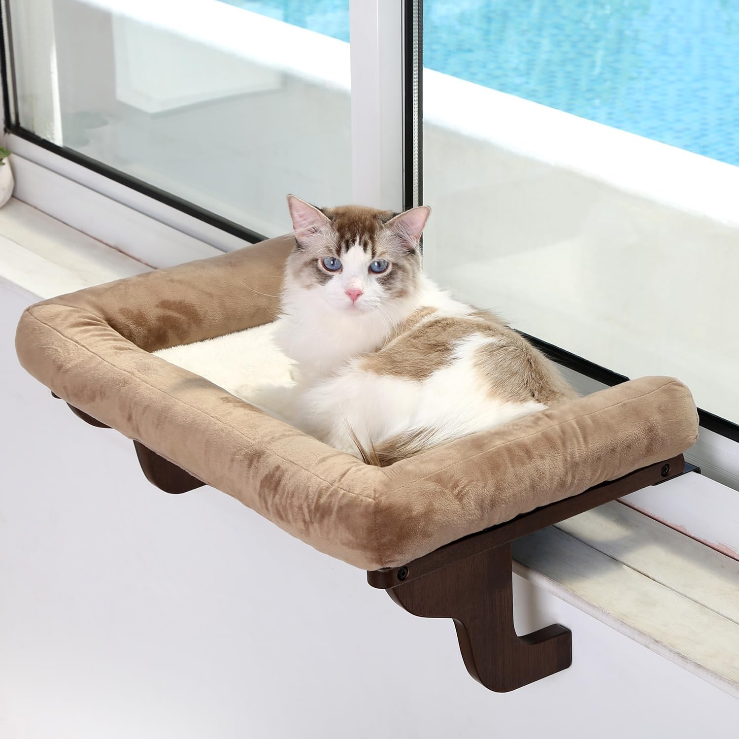 Cat Window Hammock with Bolster Bed | Elevated Window Perch for Indoor Cats