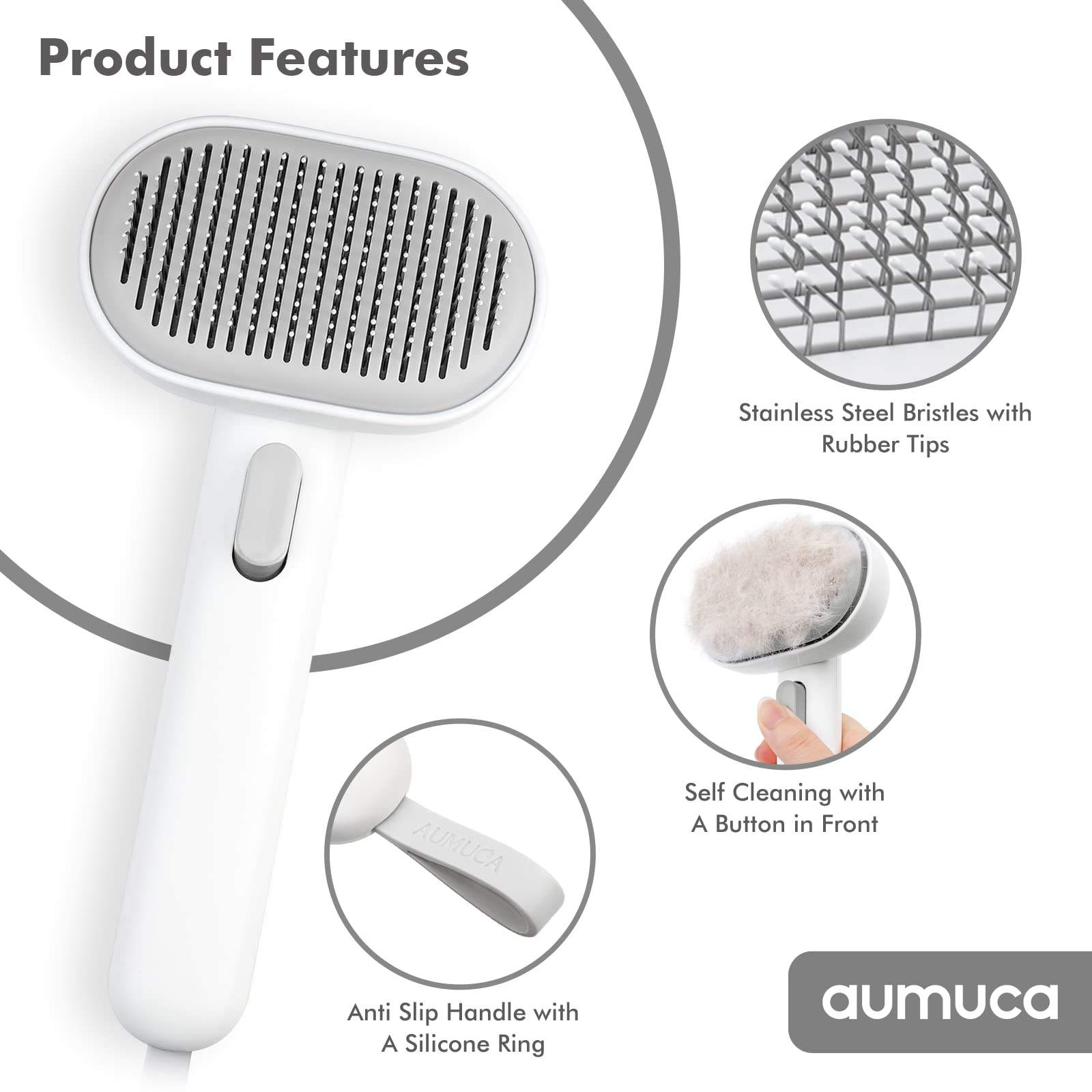 Self-Cleaning Slicker Brush for Dogs & Cats | Gentle Pet Grooming & Deshedding Brush