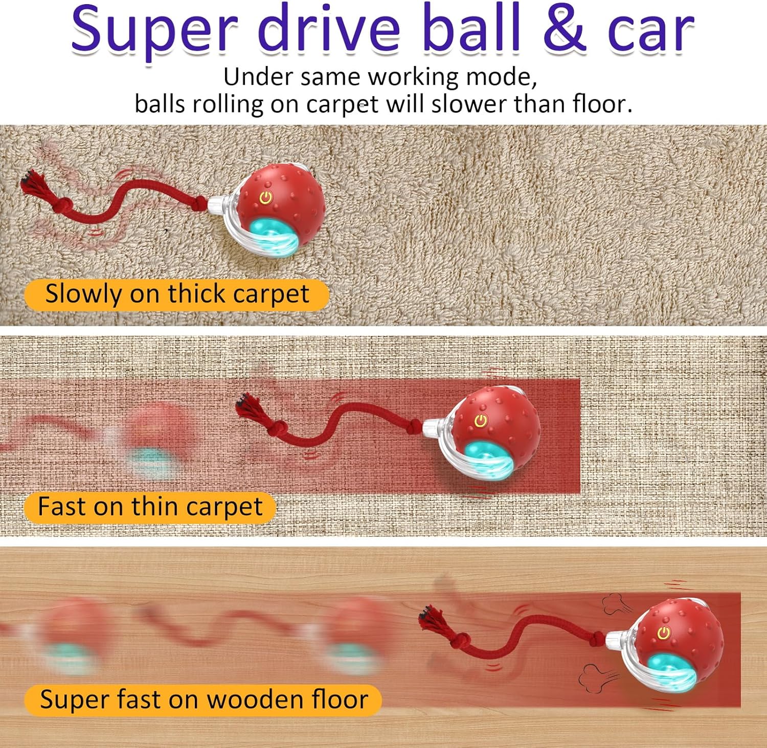 Motion-Activated Rolling Chirping Cat Ball (Red)