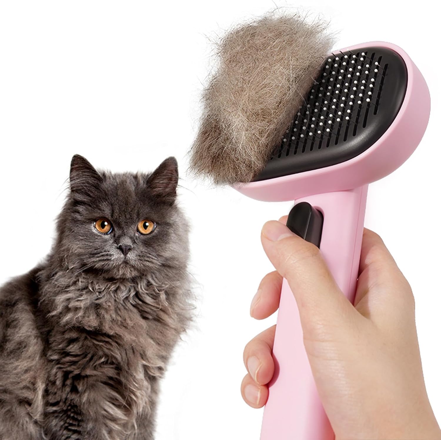 Self-Cleaning Slicker Brush for Dogs & Cats | Gentle Pet Grooming & Deshedding Brush