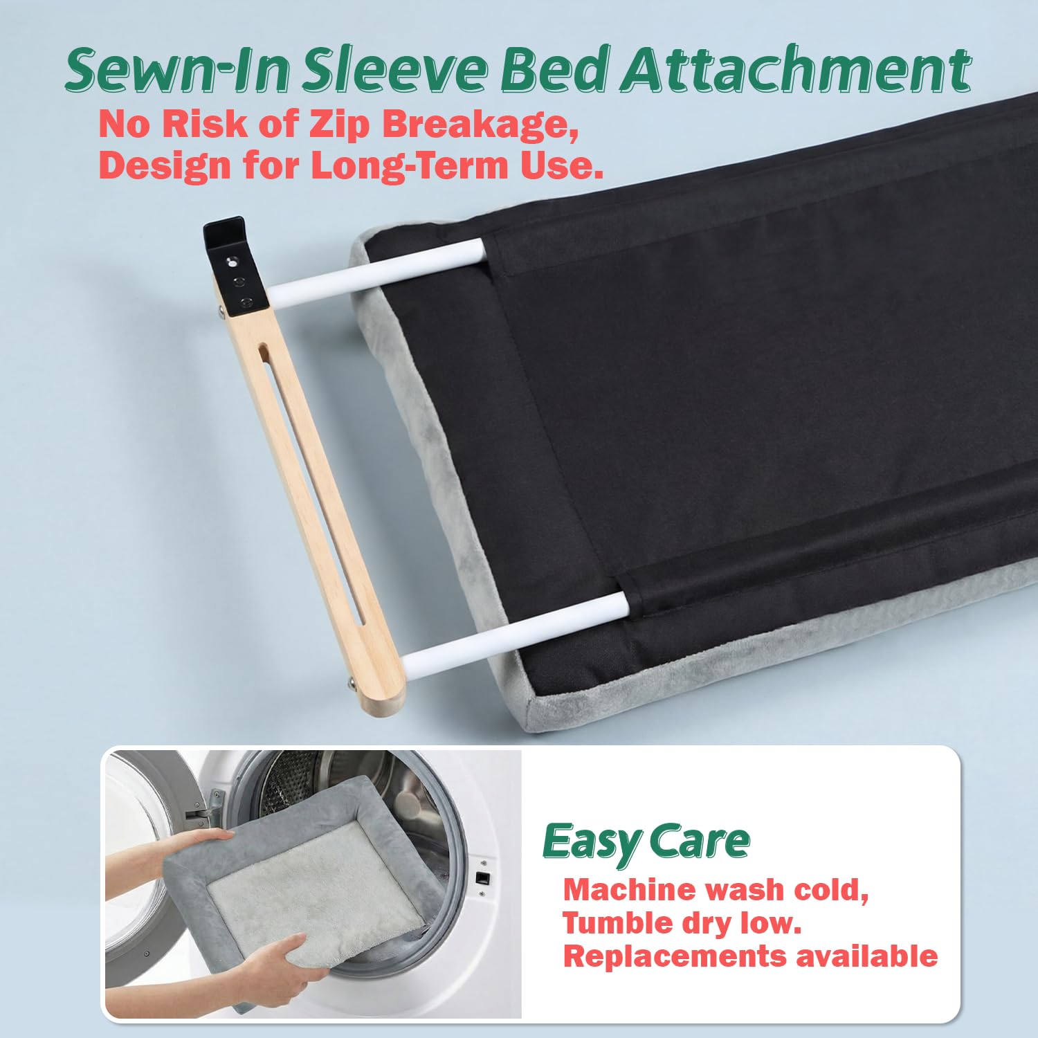 Cat Window Hammock with Bolster Bed | Elevated Window Perch for Indoor Cats