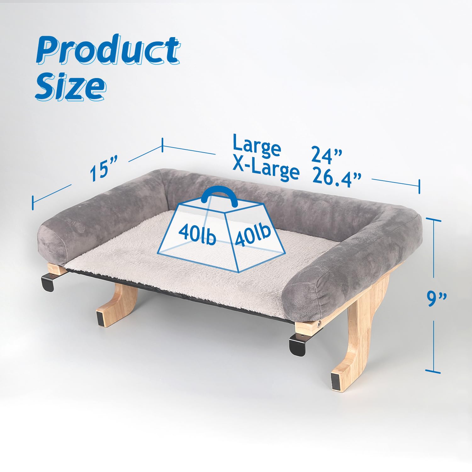 Cat Window Hammock with Bolster Bed | Elevated Window Perch for Indoor Cats