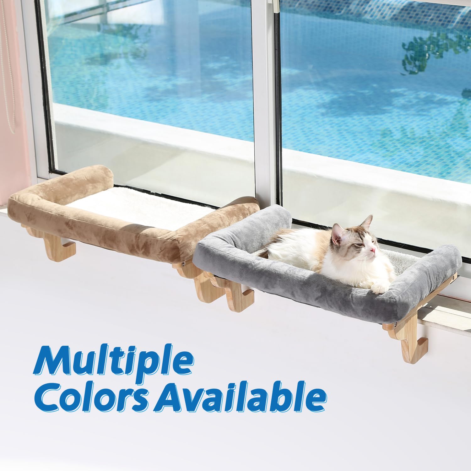 Cat Window Hammock with Bolster Bed | Elevated Window Perch for Indoor Cats