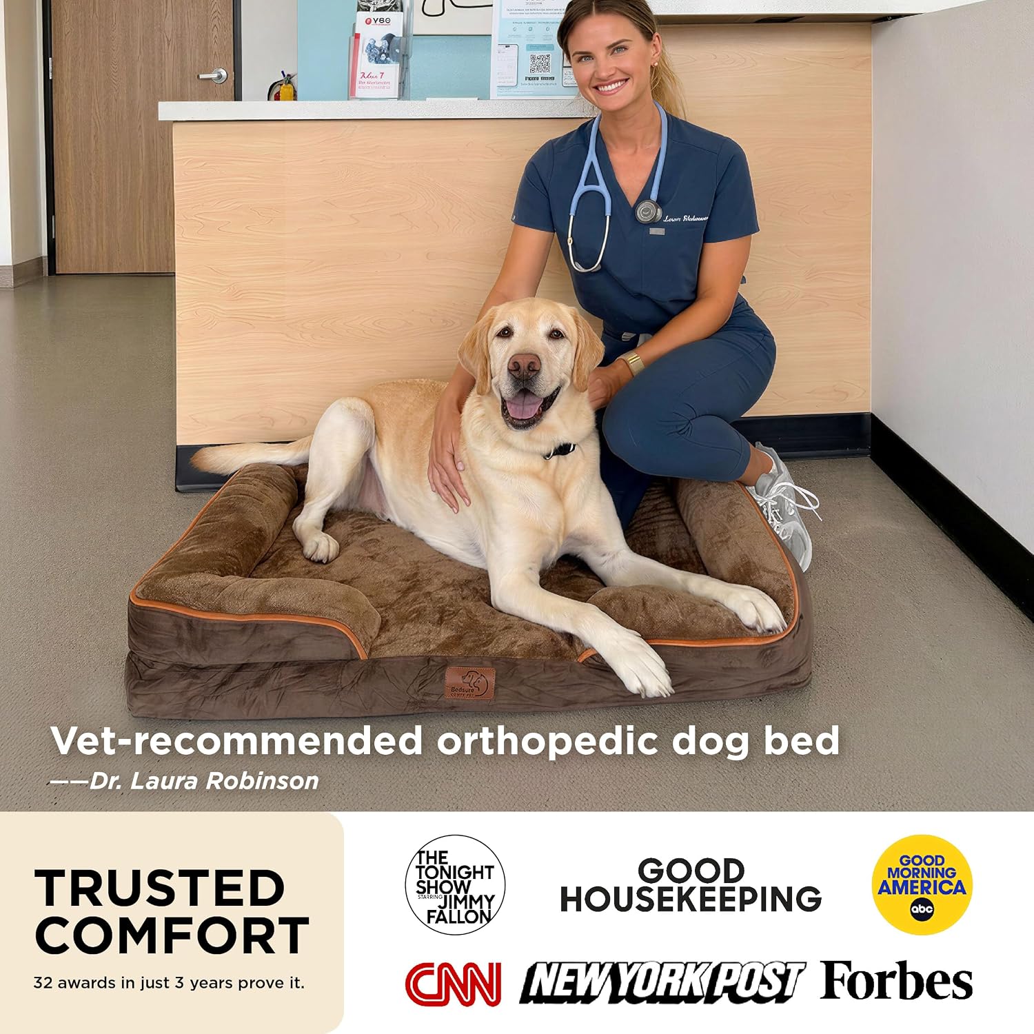 Orthopedic Dog Bed with Waterproof Liner & Washable Cover | Memory Foam Pet Sofa Bed