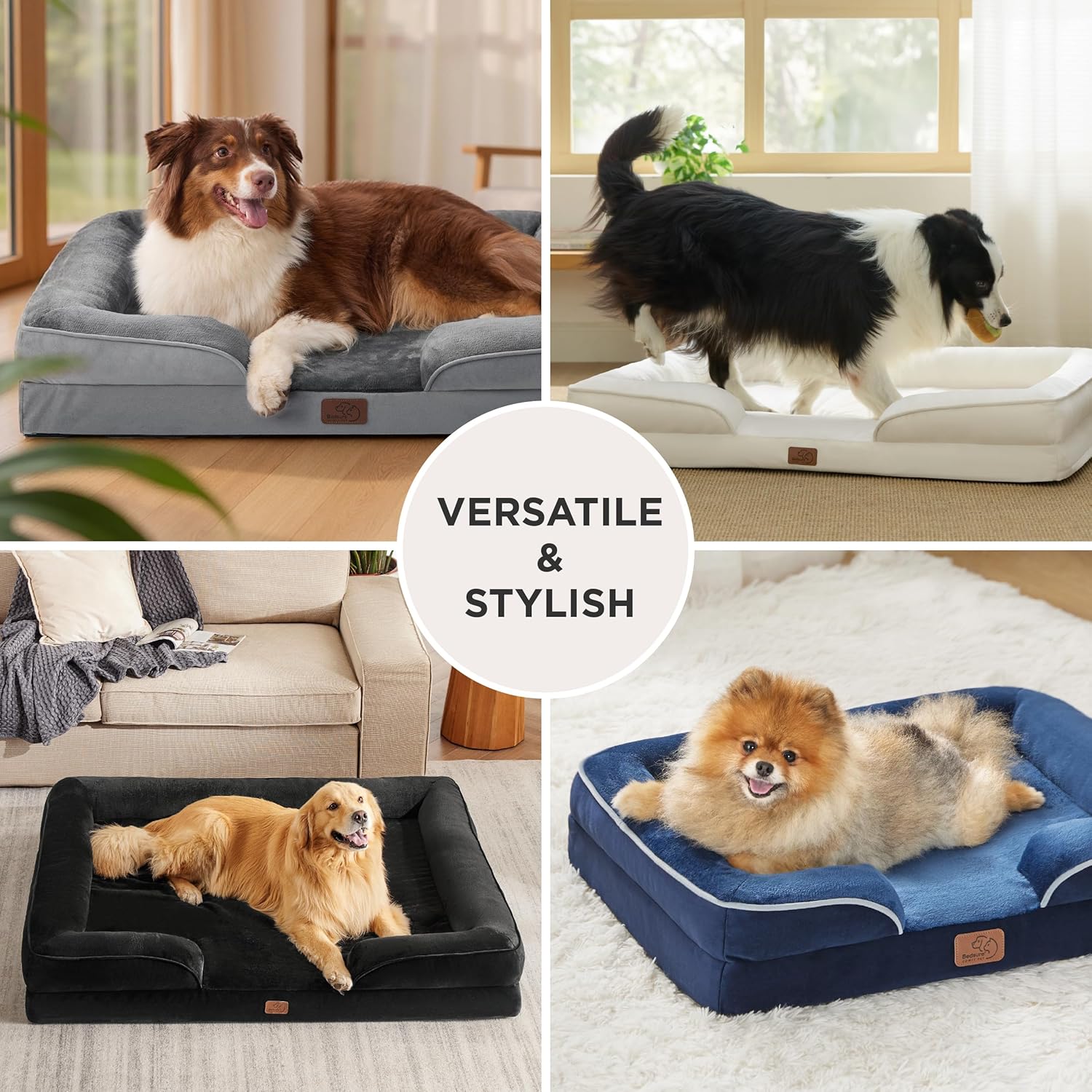 Orthopedic Dog Bed with Waterproof Liner & Washable Cover | Memory Foam Pet Sofa Bed