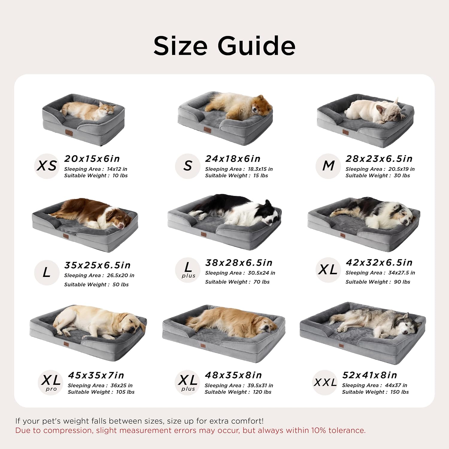 Orthopedic Dog Bed with Waterproof Liner & Washable Cover | Memory Foam Pet Sofa Bed