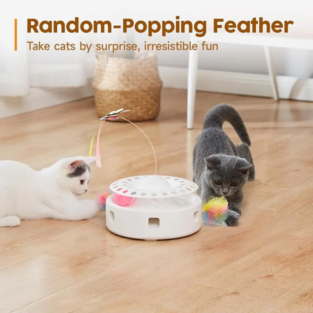 3-in-1 Interactive Automatic Cat Toy – Butterfly, Track Balls and Pop-Up Feather