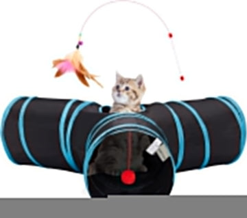3-Way Collapsible Cat Tunnel with Peek Hole & Hanging Ball | Interactive Indoor Cat Toy